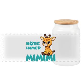 Ich Höre Immer Nur Ein Mimimi Giraffe - Panorama Keksdose mit Holzdeckel - Weiß - Vorne