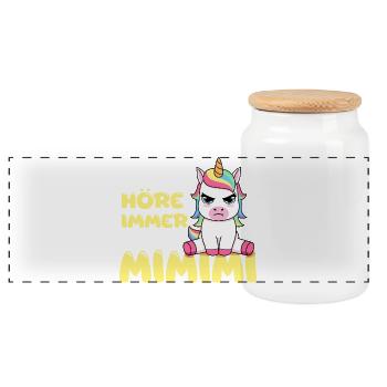 Ich Höre Immer Nur Ein Mimimi Einhorn - Panorama Keksdose mit Holzdeckel - Weiß - Vorne