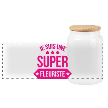 Je suis une super fleuriste humour femme - Boîte à biscuits avec couvercle en bois - blanc - Devant