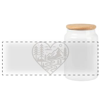 Heart Landscape Mountain River Forest - Panoramic Cookie Jar with Wooden Lid - white - Front