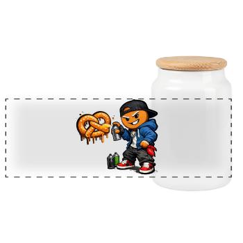 T-shirt Alsace Street Art Pretzel Spray Crew - Panorama Keksdose mit Holzdeckel - Weiß - Vorne