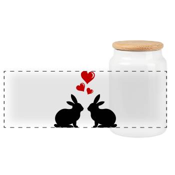 hasen_liebe - Boîte à biscuits avec couvercle en bois - blanc - Devant