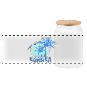 Strand Korsika - Panorama Keksdose mit Holzdeckel - Weiß - Vorne