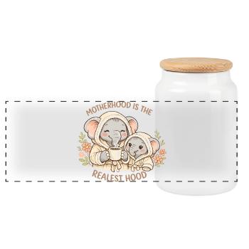 Lustiges Mama-Elefantenhemd, florales Muttertagsgeschenk - Panorama Keksdose mit Holzdeckel - Weiß - Vorne
