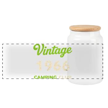 Vintage 1966 – Année de naissance rétro du Camping Club - Boîte à biscuits avec couvercle en bois - blanc - Devant