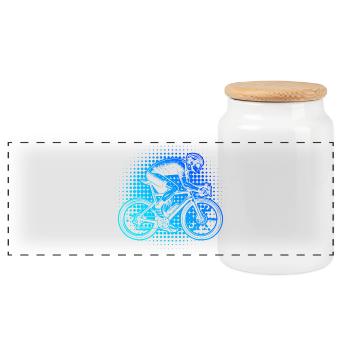Gift idea for a road bike with road bike - Panoramic Cookie Jar with Wooden Lid - white - Front