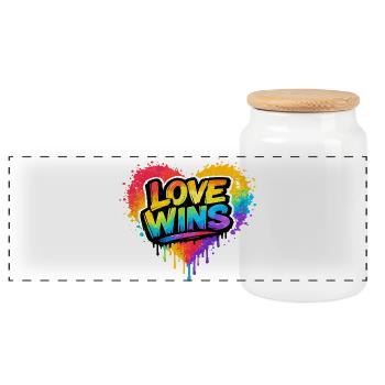 Love Wins Regenbogen Statement für Pride - Panorama Keksdose mit Holzdeckel - Weiß - Vorne