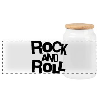Rock and Roll Bold Typography T-Shirt - Panorama Keksdose mit Holzdeckel - Weiß - Vorne