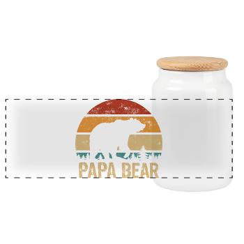 Papa Ours - Fête des Pères - Cadeau vintage - Boîte à biscuits avec couvercle en bois - blanc - Devant