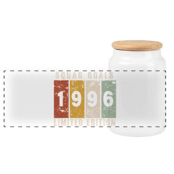 Anniversary 1996 - 30 years - Panoramic Cookie Jar with Wooden Lid - white - Front