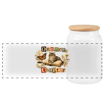 Un dernier chapitre - Chat de lecture douillet - Boîte à biscuits avec couvercle en bois - blanc - Devant