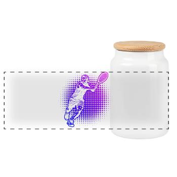 Idée cadeau pour un tennis avec tennis - Boîte à biscuits avec couvercle en bois - blanc - Devant