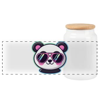Panda Pop Retro-Pinkbrille - Panorama Keksdose mit Holzdeckel - Weiß - Vorne
