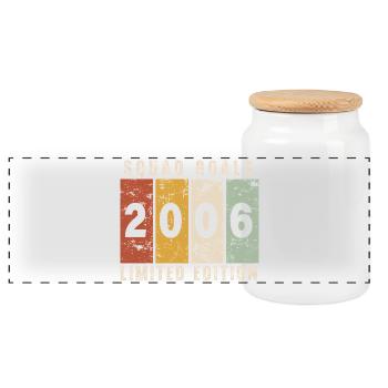 Anniversary 2006 - 20 years - Panoramic Cookie Jar with Wooden Lid - white - Front