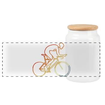 Vintage Cyclists - Panoramic Cookie Jar with Wooden Lid - white - Front