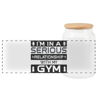 Bizeps Bizepstraining Relationship With My Gym - Panorama Keksdose mit Holzdeckel - Weiß - Vorne