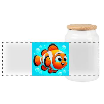 Clownfisch - Panorama Keksdose mit Holzdeckel - Weiß - Vorne