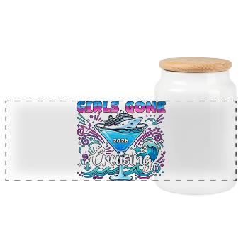 Girls Gone Cruising Family Vacation Trip Cruising - Panoramic Cookie Jar with Wooden Lid - white - Front