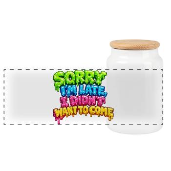 Message néon bouillonnant tardif - Boîte à biscuits avec couvercle en bois - blanc - Devant