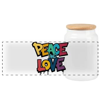 Paix et Amour Explosion de Couleur Art de rue - Boîte à biscuits avec couvercle en bois - blanc - Devant