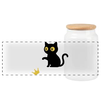Cute cat design for cat lovers - Panoramic Cookie Jar with Wooden Lid - white - Front
