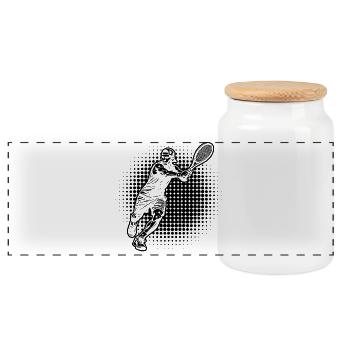 Idée cadeau pour un tennis avec tennis - Boîte à biscuits avec couvercle en bois - blanc - Devant