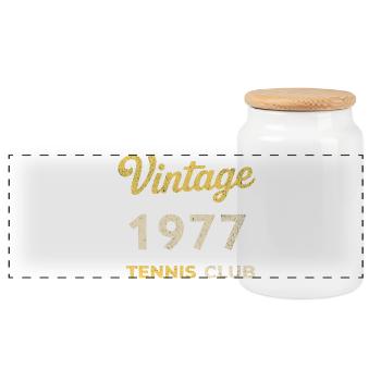 Cadeau d’anniversaire rétro vintage du Tennis Club 1977 - Boîte à biscuits avec couvercle en bois - blanc - Devant
