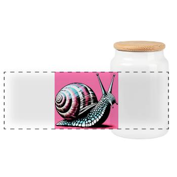 Schnecke - Panorama Keksdose mit Holzdeckel - Weiß - Vorne