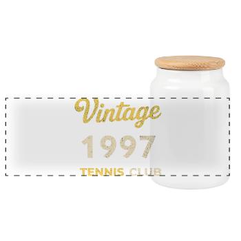 Cadeau d’anniversaire rétro vintage du club de tennis 1997 - Boîte à biscuits avec couvercle en bois - blanc - Devant