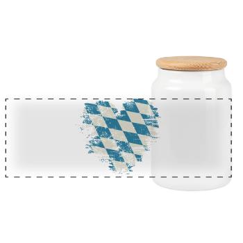 Cœur rétro Bavière avec motif de losanges bleu-blanc - Boîte à biscuits avec couvercle en bois - blanc - Devant