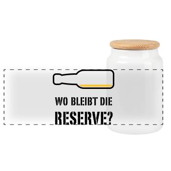 Wo Bleibt Die Reserve? (Bier / Bierchen / POS 2C) - Panorama Keksdose mit Holzdeckel - Weiß - Vorne