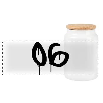 Nombre 06 Style Graffiti Urbain - Boîte à biscuits avec couvercle en bois - blanc - Devant