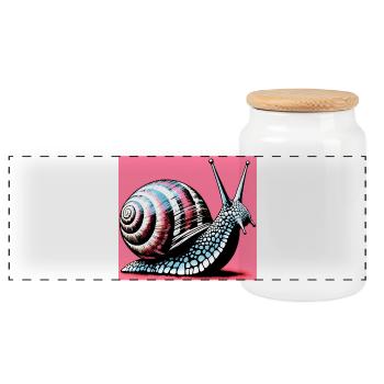 Snail - Panoramic Cookie Jar with Wooden Lid - white - Front