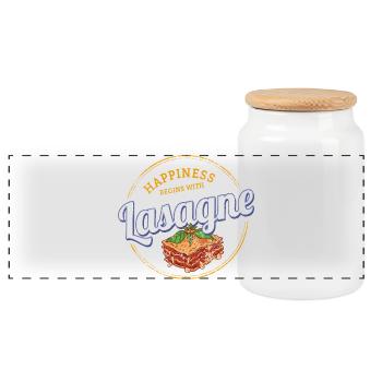 Plat de lasagne Vintage Italie Retro Pasta Design - Boîte à biscuits avec couvercle en bois - blanc - Devant