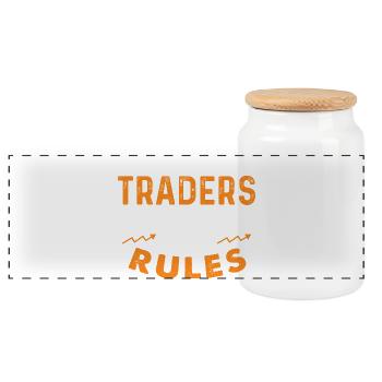 5 Out Of 4 Traders Break Rules Trading Humor - Panoramic Cookie Jar with Wooden Lid - white - Front
