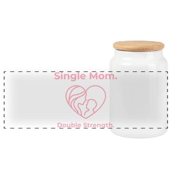 Single Mom. Double Strength. - Panorama Keksdose mit Holzdeckel - Weiß - Vorne