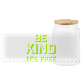 Be Kind It's Free Kindness Statement Saying - Panoramic Cookie Jar with Wooden Lid - white - Front