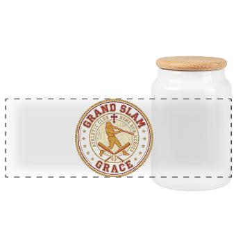 Foi chrétienne du baseball Grace du Grand Chelem - Boîte à biscuits avec couvercle en bois - blanc - Devant