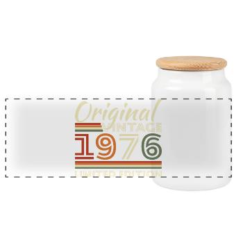 1976 Vintage Rétro Cadeau D’anniversaire - Boîte à biscuits avec couvercle en bois - blanc - Devant
