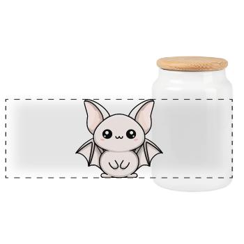 chauve-souris - Boîte à biscuits avec couvercle en bois - blanc - Devant