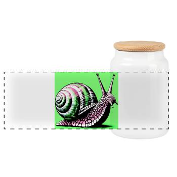 Snail - Panoramic Cookie Jar with Wooden Lid - white - Front