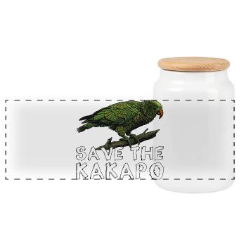 Rettet den Kakapo Neuseeland - Panorama Keksdose mit Holzdeckel - Weiß - Vorne