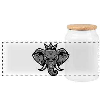 Elephant Head Crown - Panoramic Cookie Jar with Wooden Lid - white - Front