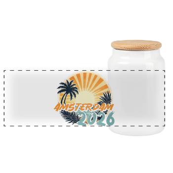 Amsterdam 2026 - Panoramic Cookie Jar with Wooden Lid - white - Front