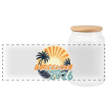 Barcelone 2026 - Boîte à biscuits avec couvercle en bois - blanc - Devant