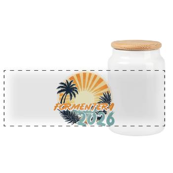 Formentera 2026 - Panorama Keksdose mit Holzdeckel - Weiß - Vorne