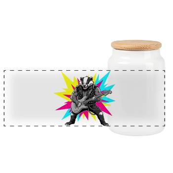Heavy Metal Rocker Badger Guitar Rock Musique - Boîte à biscuits avec couvercle en bois - blanc - Devant