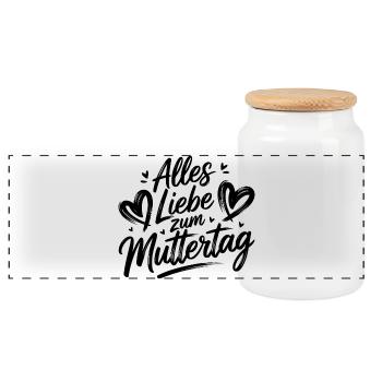 Mama Mutter - Alles Liebe zum Muttertag - Panorama Keksdose mit Holzdeckel - Weiß - Vorne