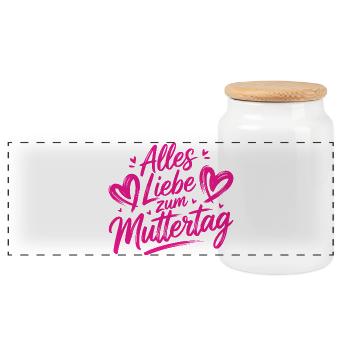 Alles Liebe zum Muttertag - Muttertag Geschenk - Panorama Keksdose mit Holzdeckel - Weiß - Vorne