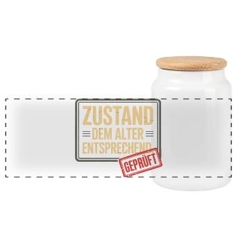 Zustand Dem Alter Entsprechend Oldtimer Geburtstag - Panorama Keksdose mit Holzdeckel - Weiß - Vorne